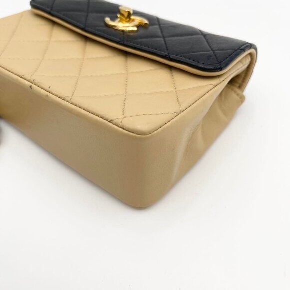 Authentic CHANEL 24K  Vintage Classic Single Flap Quilted Lambskin Chain Bag Tan - Picture 10 of 16